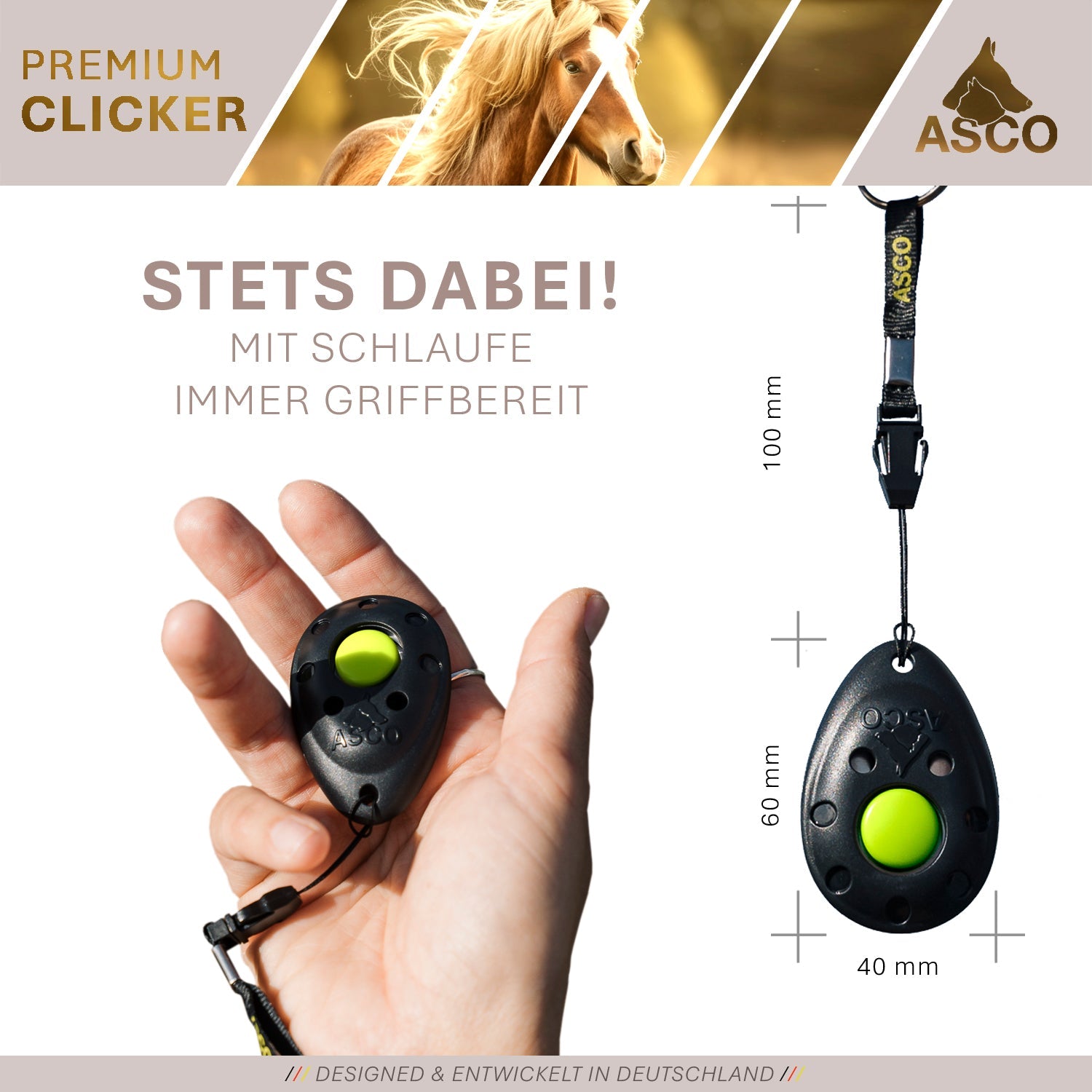 ASCO Premium Clicker für Hunde und Katzen Clickertraining